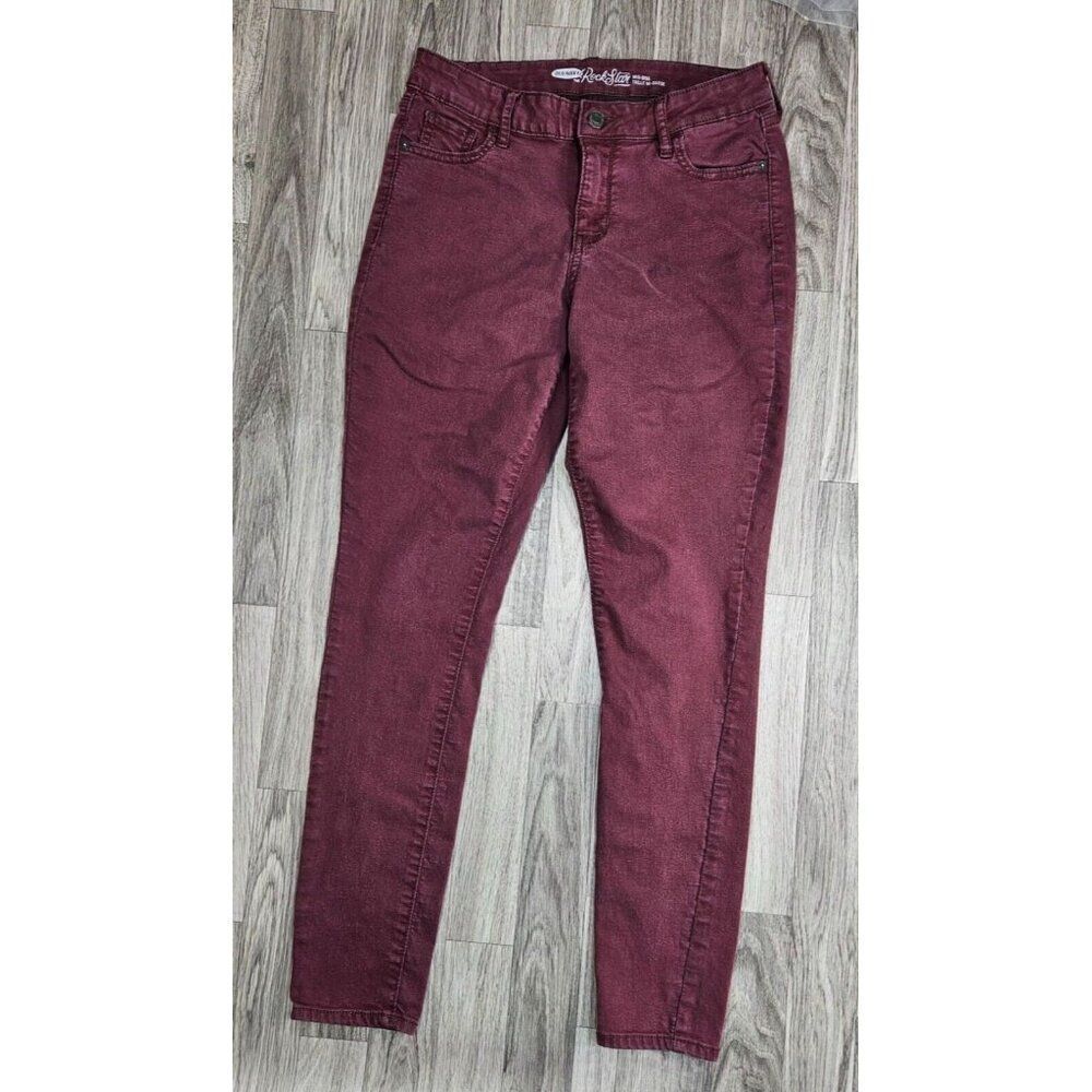 (3/$35) Old‎ Navy Womens Size 6 Regular Rockstar Mid Rise Skinny Red Denim Jeans